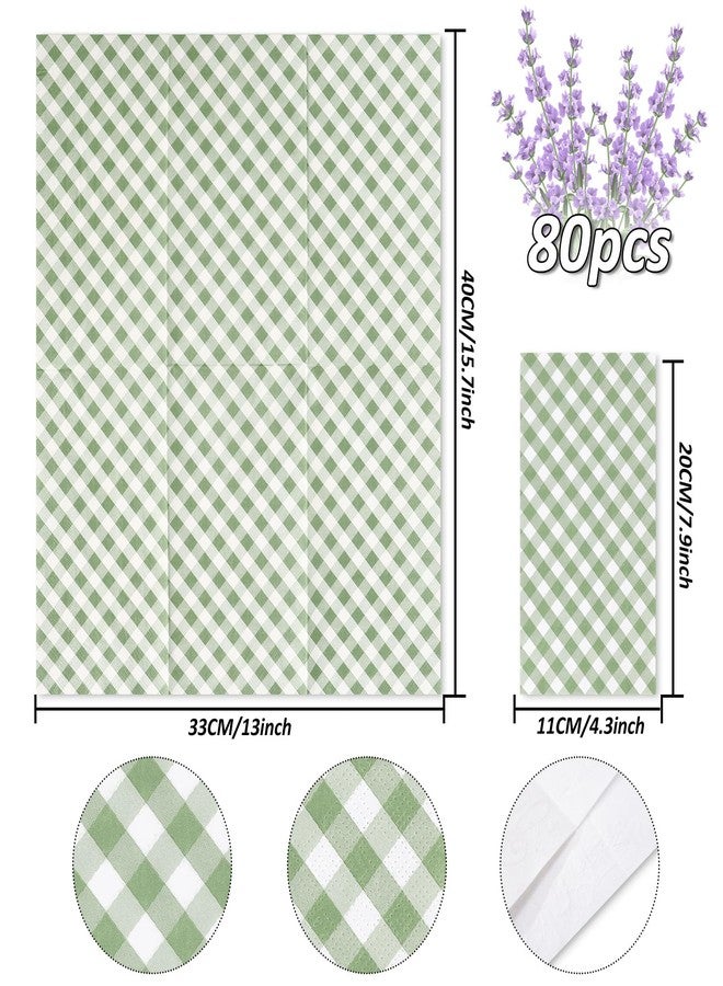 وولاين مناديل ورقية للضيوف من والين، لون أخضر حكيم، بنقشة مربعات مائلة، ثلاث طبقات، للاستخدام مرة واحدة، مناديل ورقية مربعة للعشاء، منشفة يد للعشاء، مناسبة لحفلات الزفاف وأعياد الميلاد، لتزيين الطاولة، 80 قطعة - Image 2